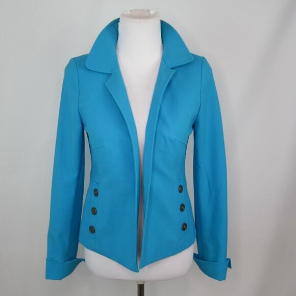 NINA MCLEMORE Turquoise Blue Blazer Open Front Jacket Women’s Size 2 - Picture 13 of 13